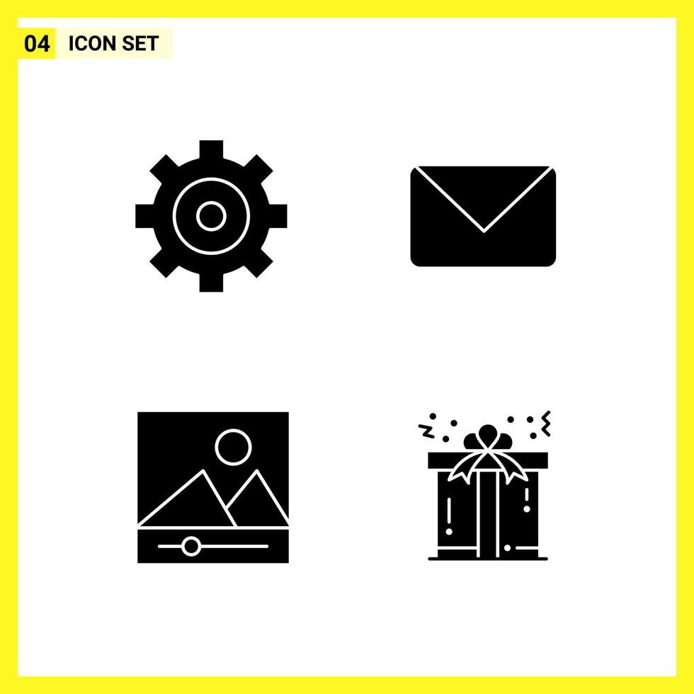 4 Icon Set Simple Solid Symbols Glyph Sign on White Background for Website Design Mobile Applications and Print Media vector