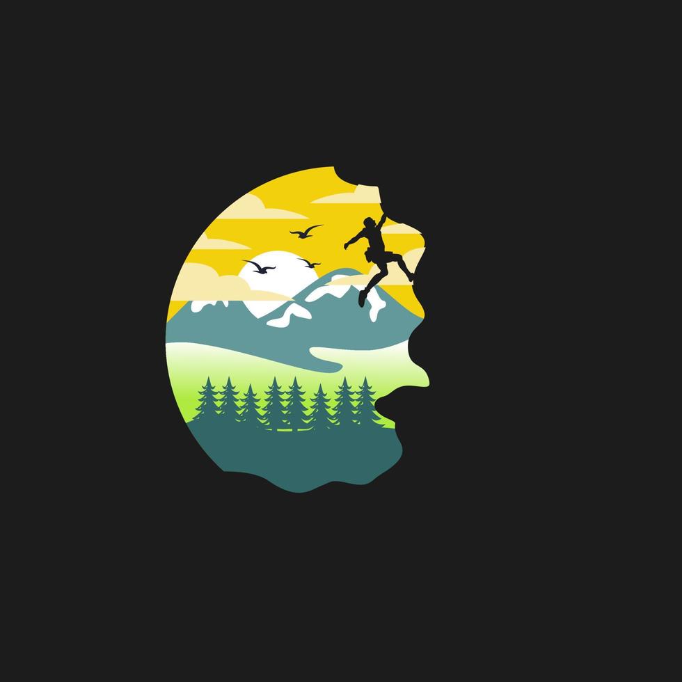 Mountain climber vector logo design illustration