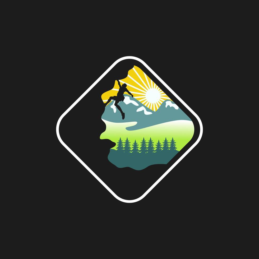 Mountain climber vector logo design illustration