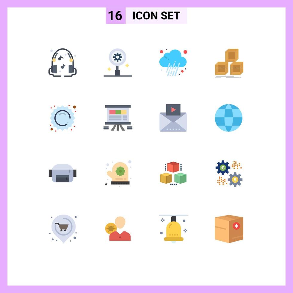 paquete de 16 signos y símbolos de colores planos modernos para medios de impresión web, como el diseño de caja de noticias de venta de sol, paquete editable de elementos creativos de diseño de vectores