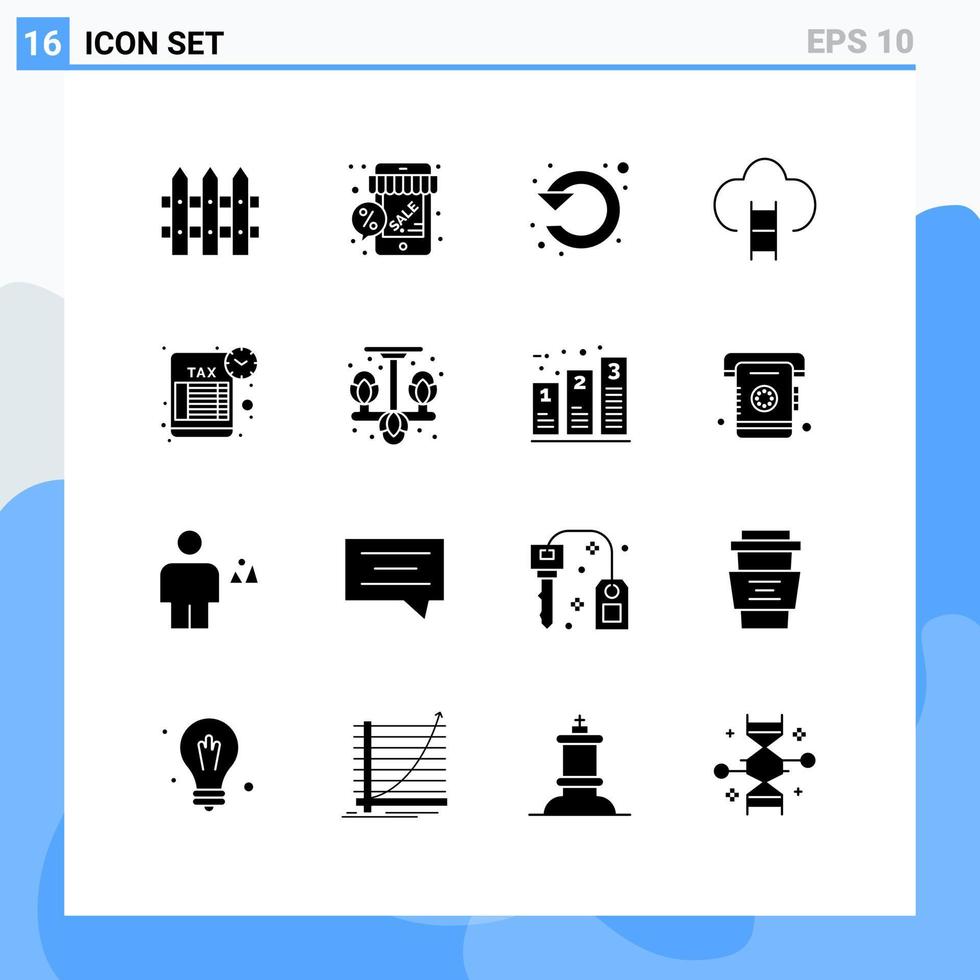 Group of 16 Solid Glyphs Signs and Symbols for prize game circle badges up Editable Vector Design Elements
