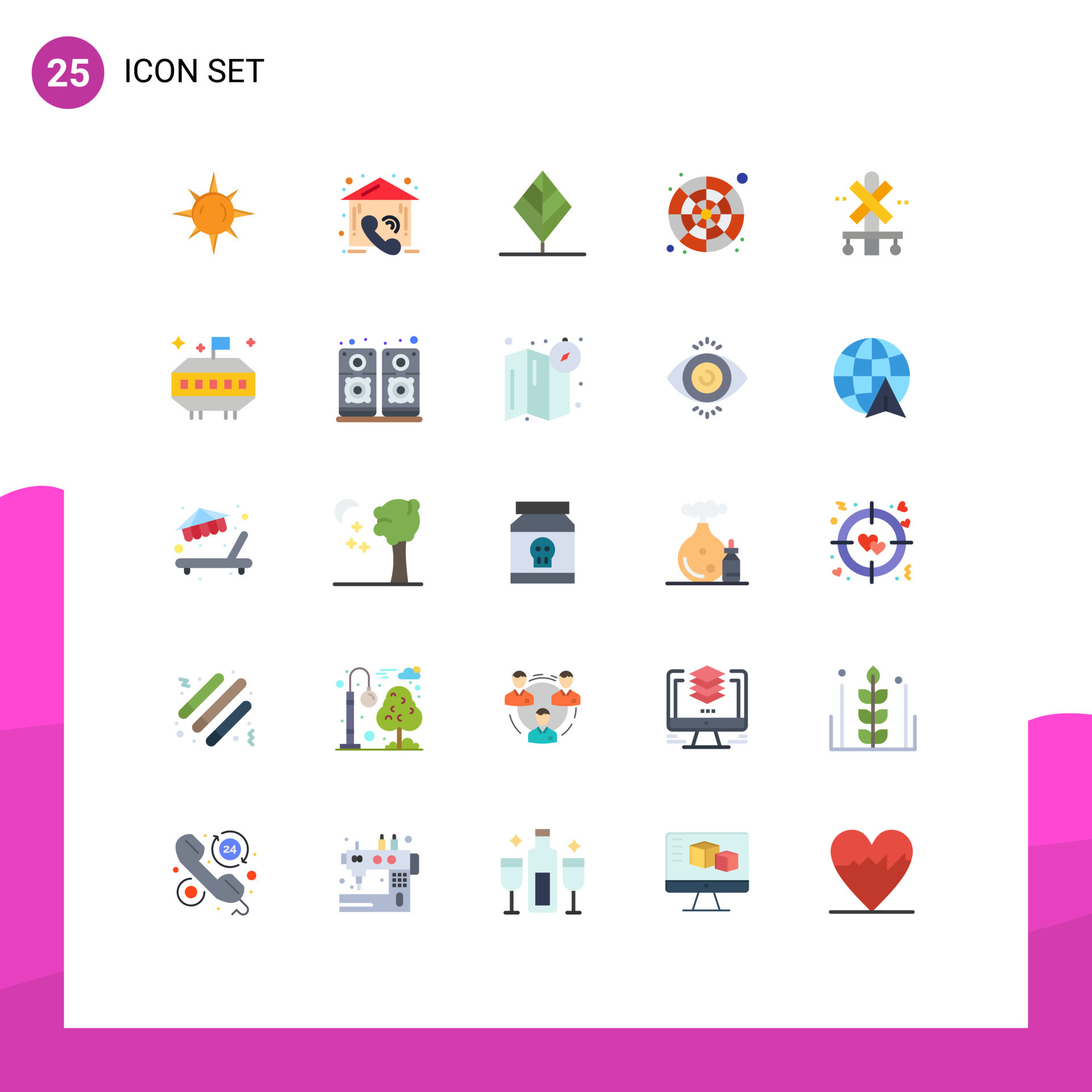 Set Of 25 Modern UI Icons Symbols Signs For Sign Sample Leaf Color set-of-25-modern-ui-icons-symbols-signs-for-sign-sample-leaf-color
