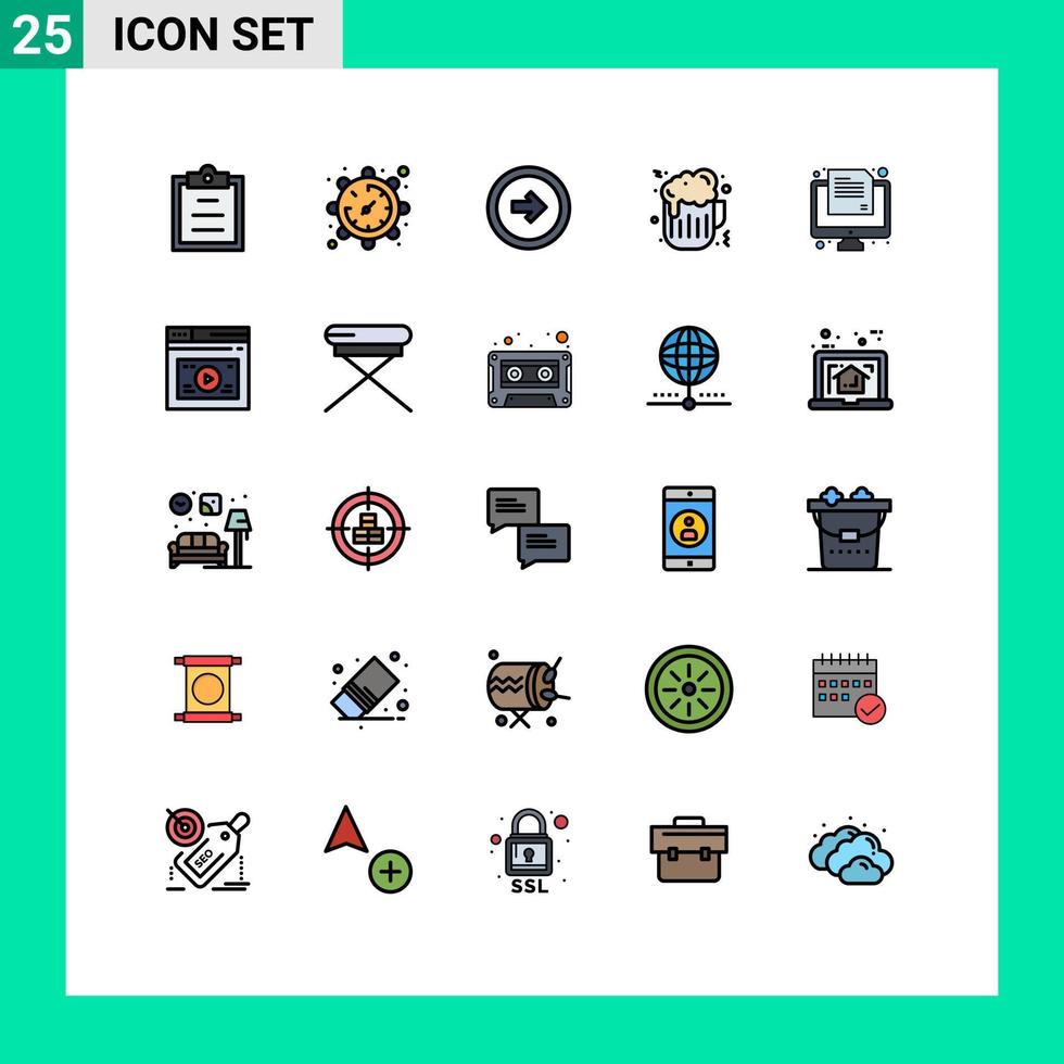 25 iconos creativos signos y símbolos modernos del botón de examen de prueba comida cerveza elementos de diseño vectorial editables vector