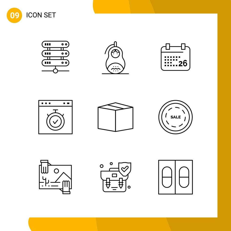 9 Icon Set Line Style Icon Pack Outline Symbols isolated on White Backgound for Responsive Website Designing vector