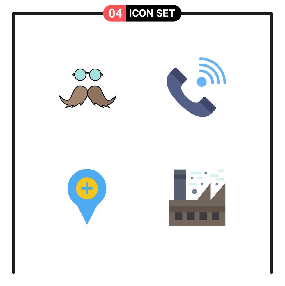 Stock Vector Icon Pack of 4 Line Signs and Symbols for moustache outgoing male contact map Editable Vector Design Elements