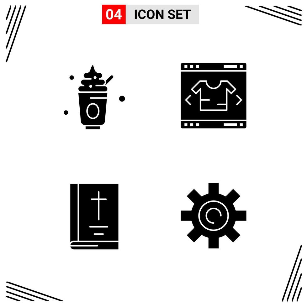 4 Icons Solid Style Grid Based Creative Glyph Symbols for Website Design Simple Solid Icon Signs Isolated on White Background 4 Icon Set vector