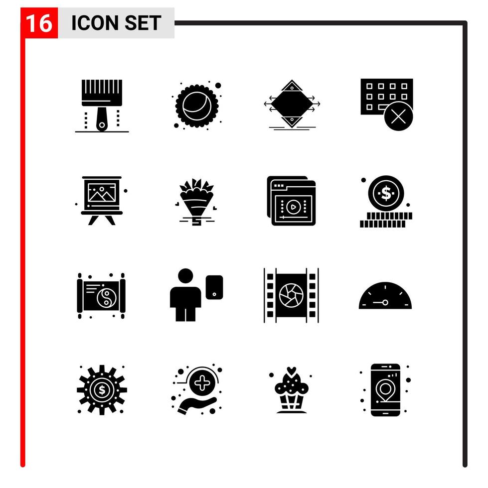 16 íconos generales para el diseño de sitios web, impresión y aplicaciones móviles 16 símbolos de glifos signos aislados en fondo blanco paquete de 16 íconos vector