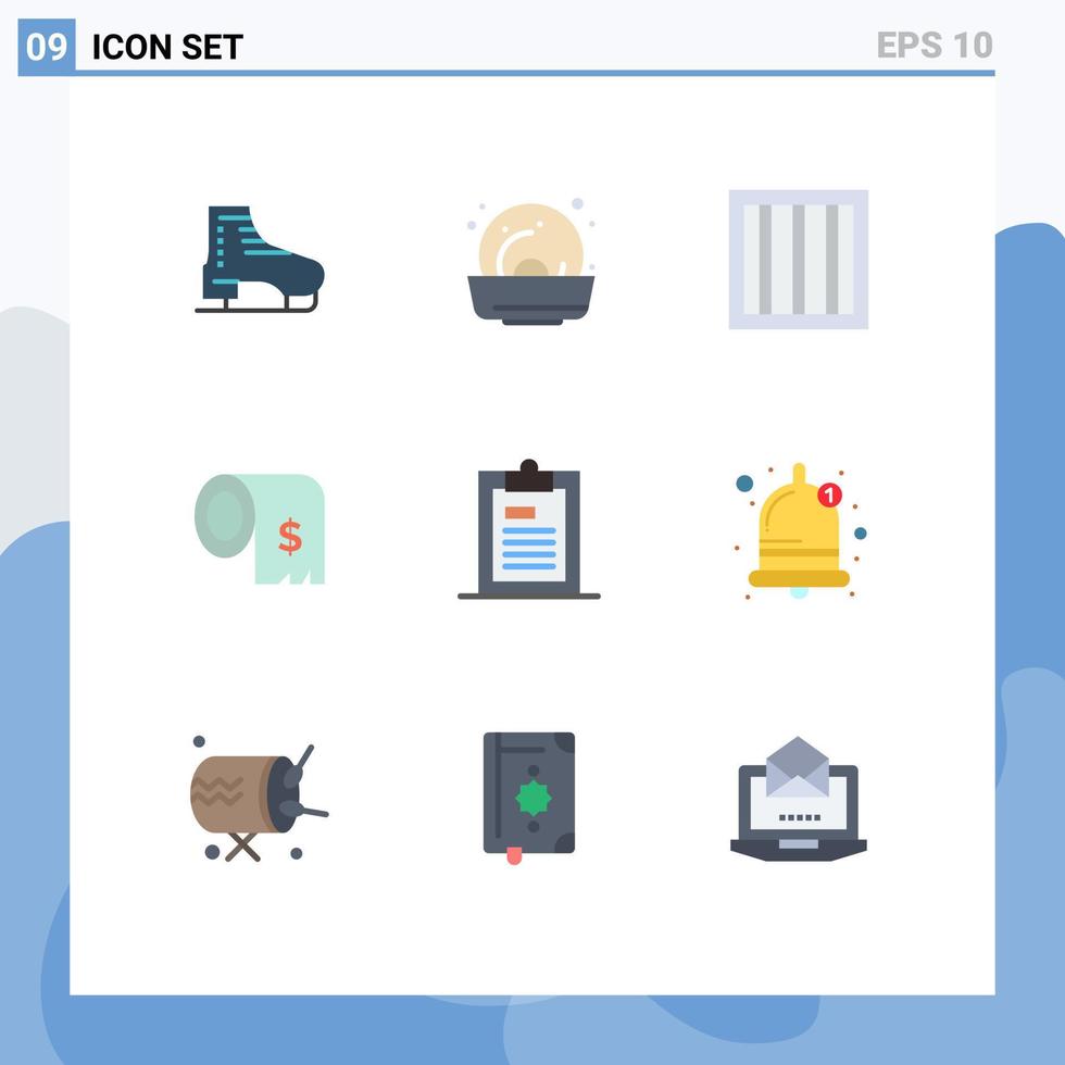 Modern Set of 9 Flat Colors and symbols such as document finance criminal expenses consumption Editable Vector Design Elements