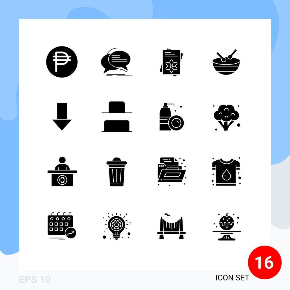 Group of 16 Solid Glyphs Signs and Symbols for arrow irish talk instrument spring Editable Vector Design Elements
