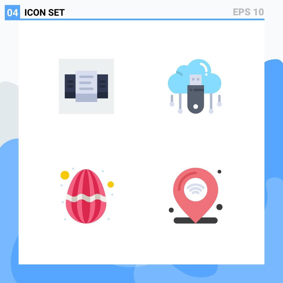 Set of 4 Commercial Flat Icons pack for layout egg usb cloud decoration Editable Vector Design Elements