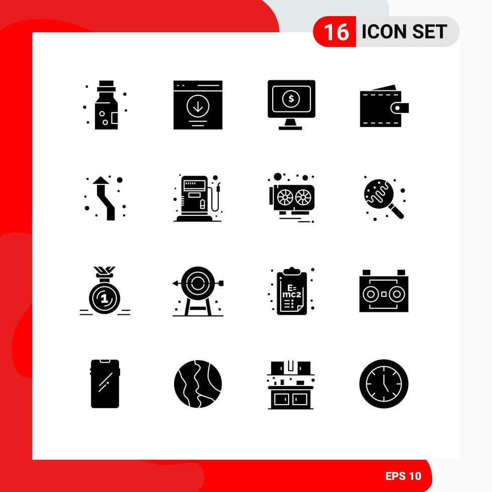 Modern Set of 16 Solid Glyphs Pictograph of arrow user user interface business Editable Vector Design Elements