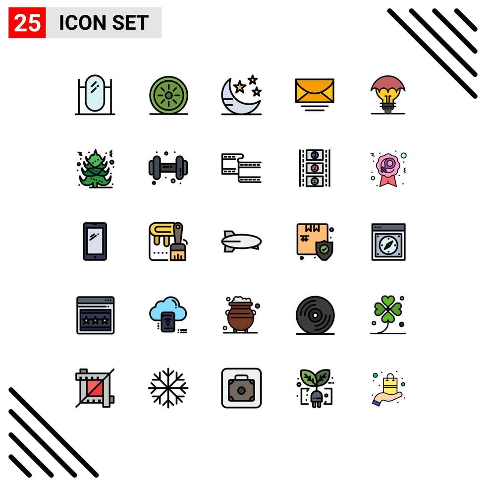 25 Creative Icons Modern Signs and Symbols of defence proteced ideas night global email Editable Vector Design Elements