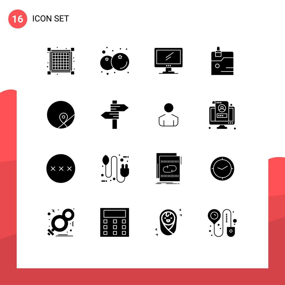 paquete de iconos de vector de stock de 16 signos y símbolos de línea para tecnología de mapa protección de monitor elementos de diseño de vector editables de negocios