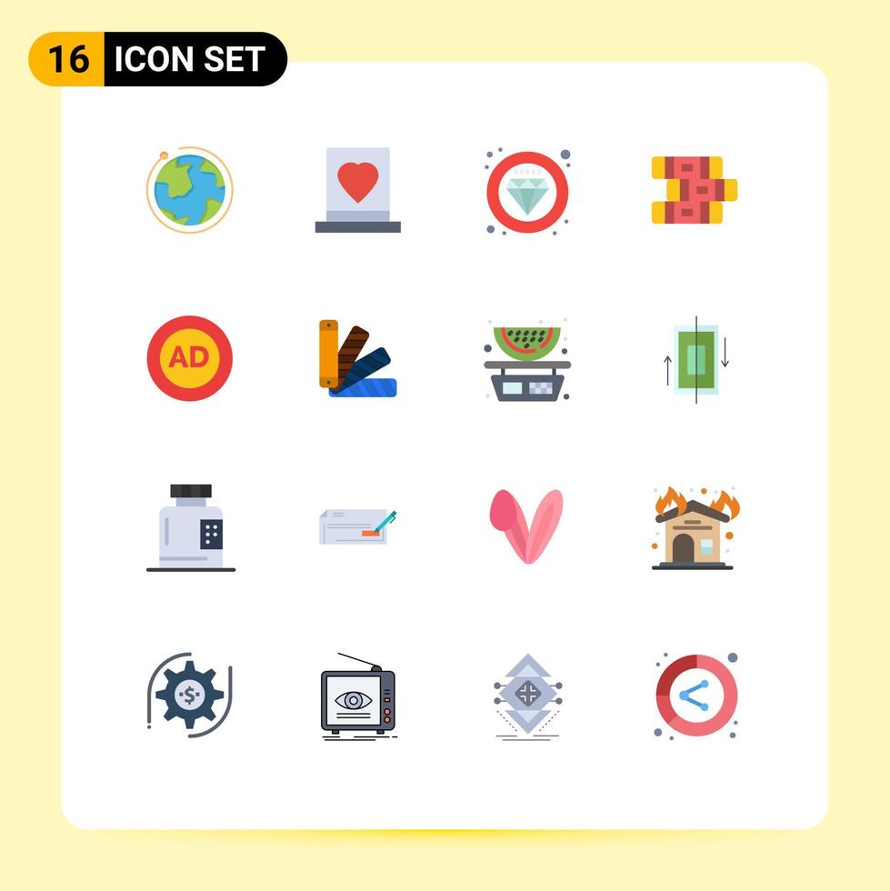 Universal Icon Symbols Group of 16 Modern Flat Colors of ad block stationary passion notebook service Editable Pack of Creative Vector Design Elements