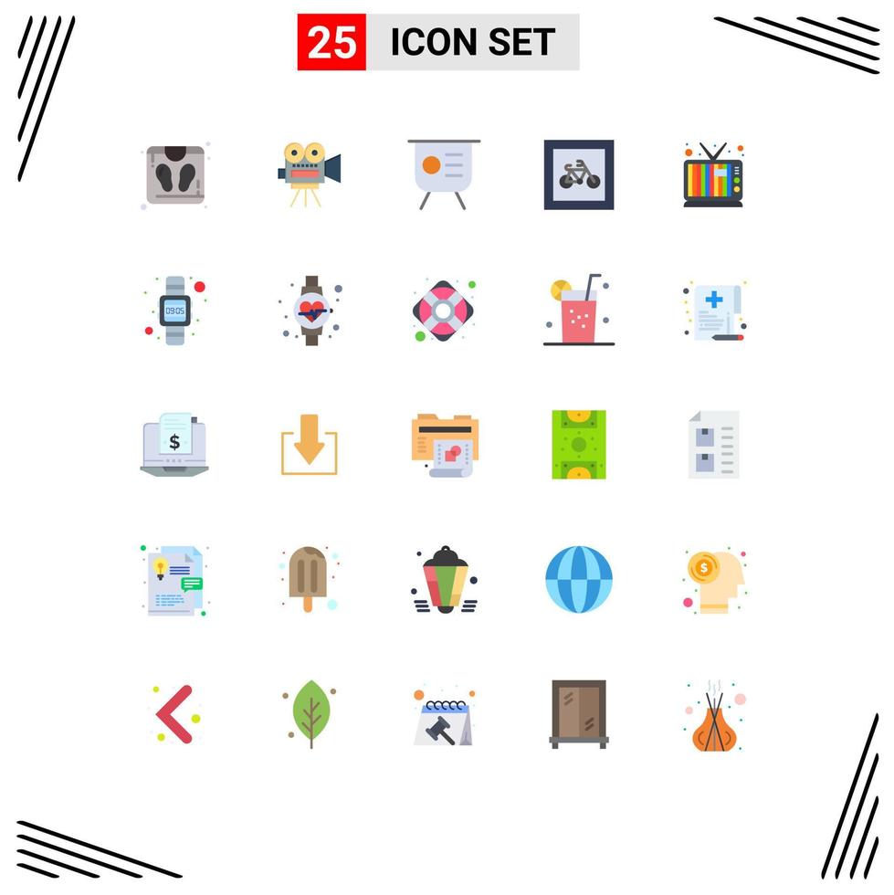 Universal Icon Symbols Group of 25 Modern Flat Colors of screen transport graph parking car Editable Vector Design Elements
