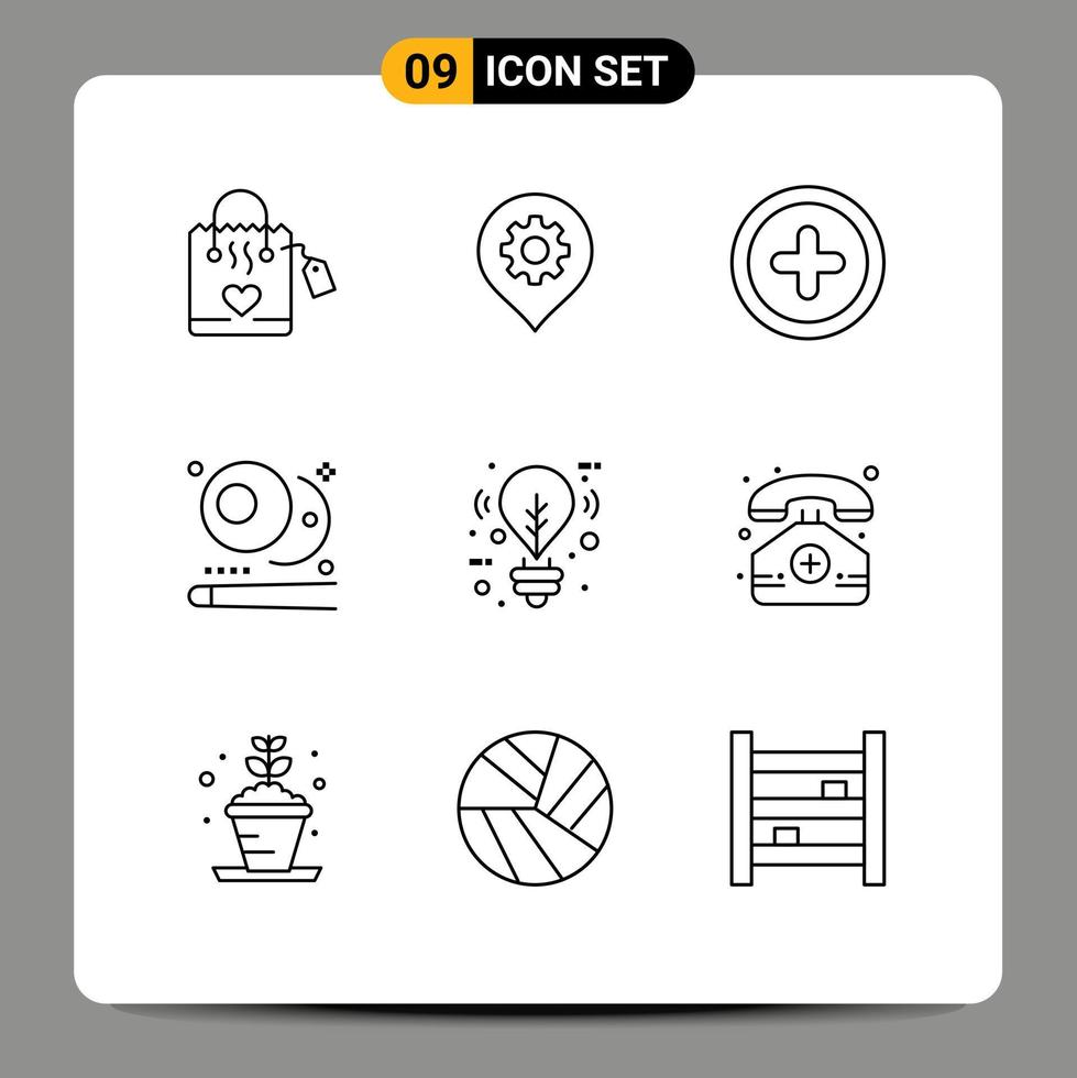 Modern Set of 9 Outlines and symbols such as light bulb basic sports pool Editable Vector Design Elements