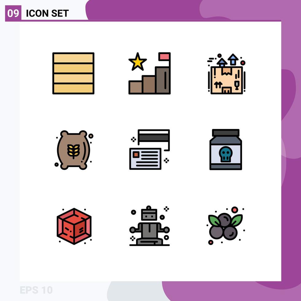 Set of 9 Modern UI Icons Symbols Signs for cash borrow logistics food flour bag Editable Vector Design Elements