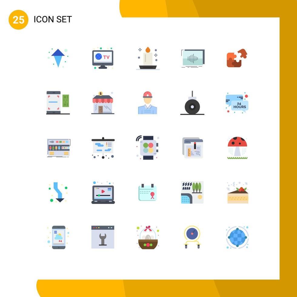 Stock Vector Icon Pack of 25 Line Signs and Symbols for business wave dinner sequence frequency Editable Vector Design Elements