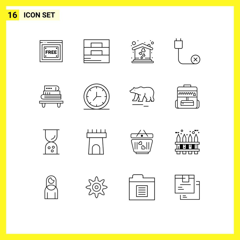 Mobile Interface Outline Set of 16 Pictograms of knowledge hardware home disconnected cord Editable Vector Design Elements