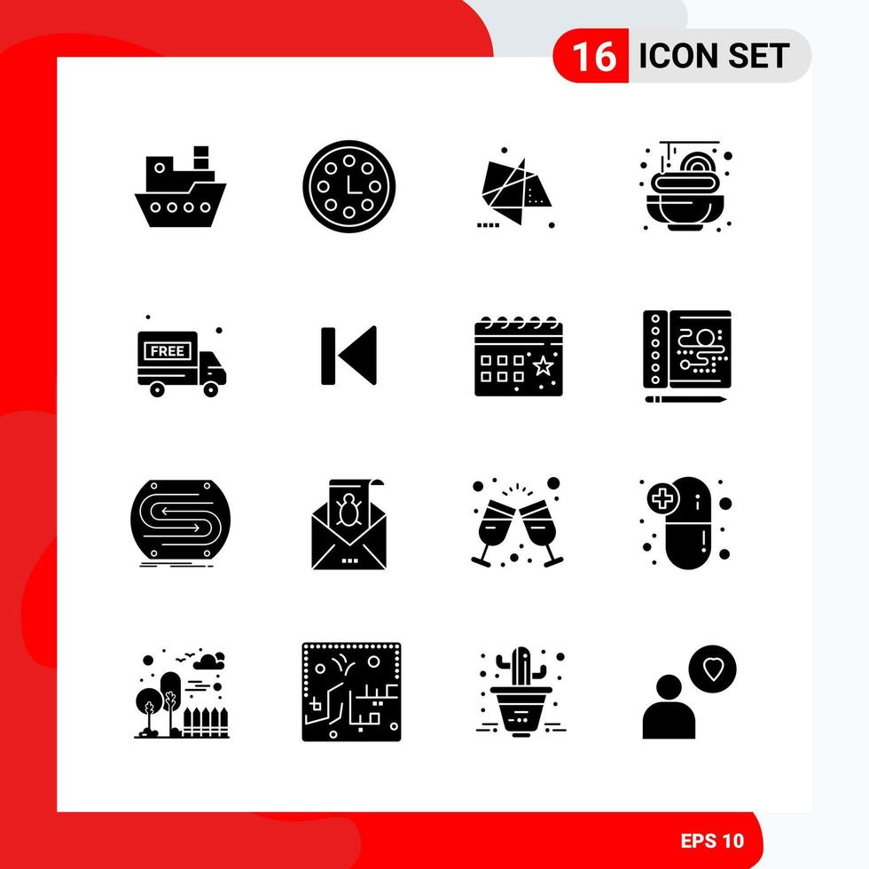 Creative Set of 16 Universal Glyph Icons isolated on White Background vector