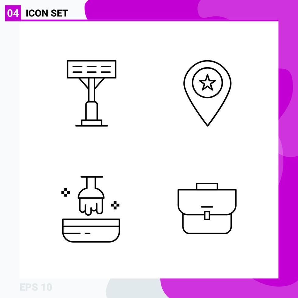 Line Icon set Pack of 4 Outline Icons isolated on White Background for Web Print and Mobile vector