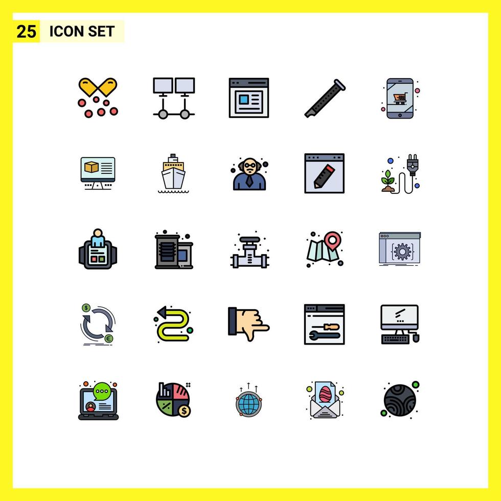 25 Creative Icons Modern Signs and Symbols of music flute network audio interface Editable Vector Design Elements