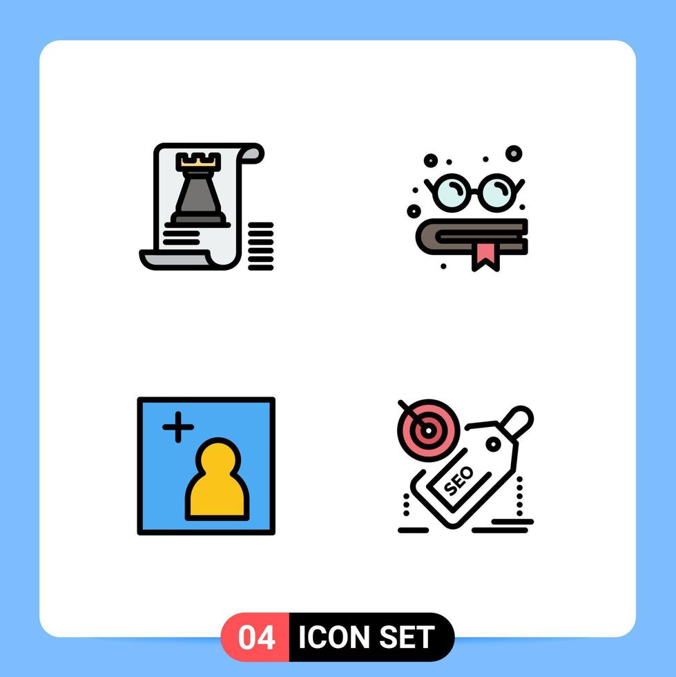 paquete de iconos de vector de stock de 4 signos y símbolos de línea para documento añadir elementos de diseño de vector editables de etiqueta de educación de planificación