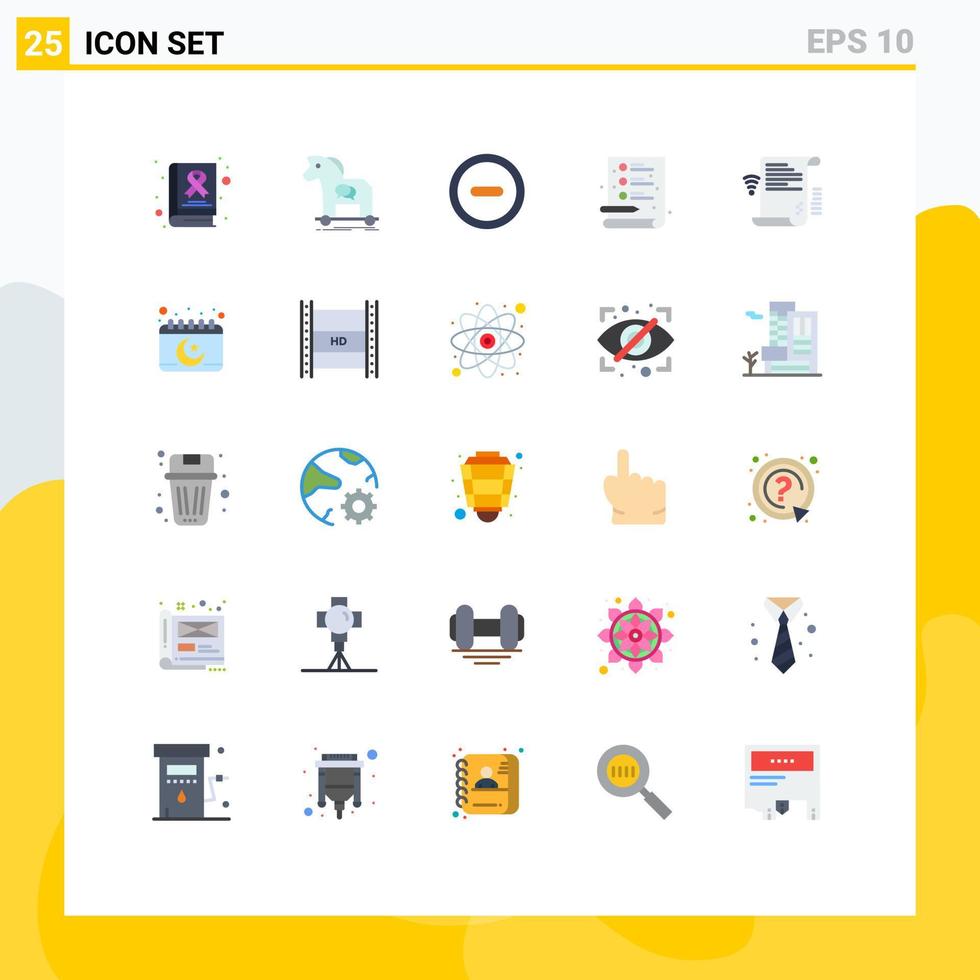 Set of 25 Vector Flat Colors on Grid for presentation data virus file creative Editable Vector Design Elements