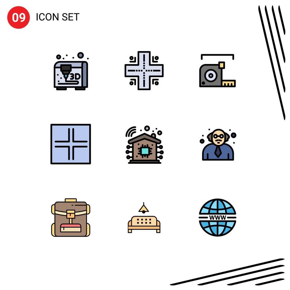 Modern Set of 9 Filledline Flat Colors and symbols such as school smart home roulette intelligent small Editable Vector Design Elements