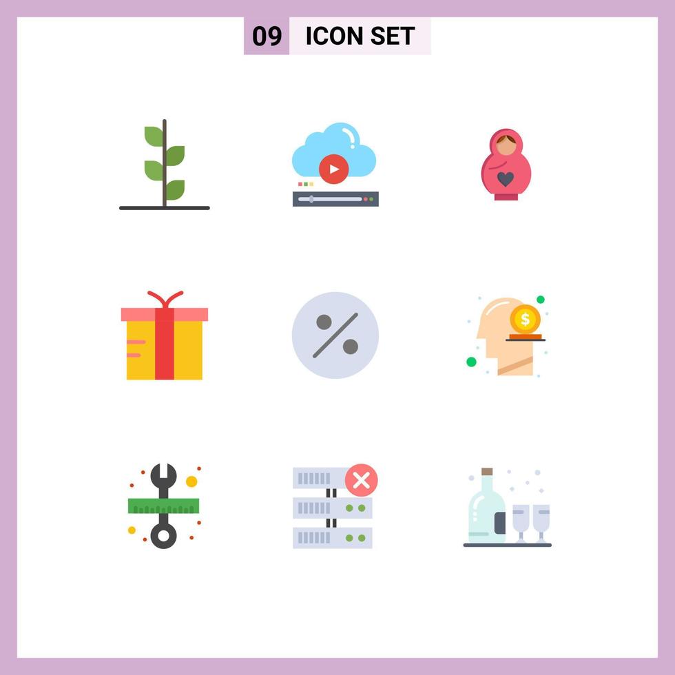 Universal Icon Symbols Group of 9 Modern Flat Colors of finance gift online logistic heart Editable Vector Design Elements