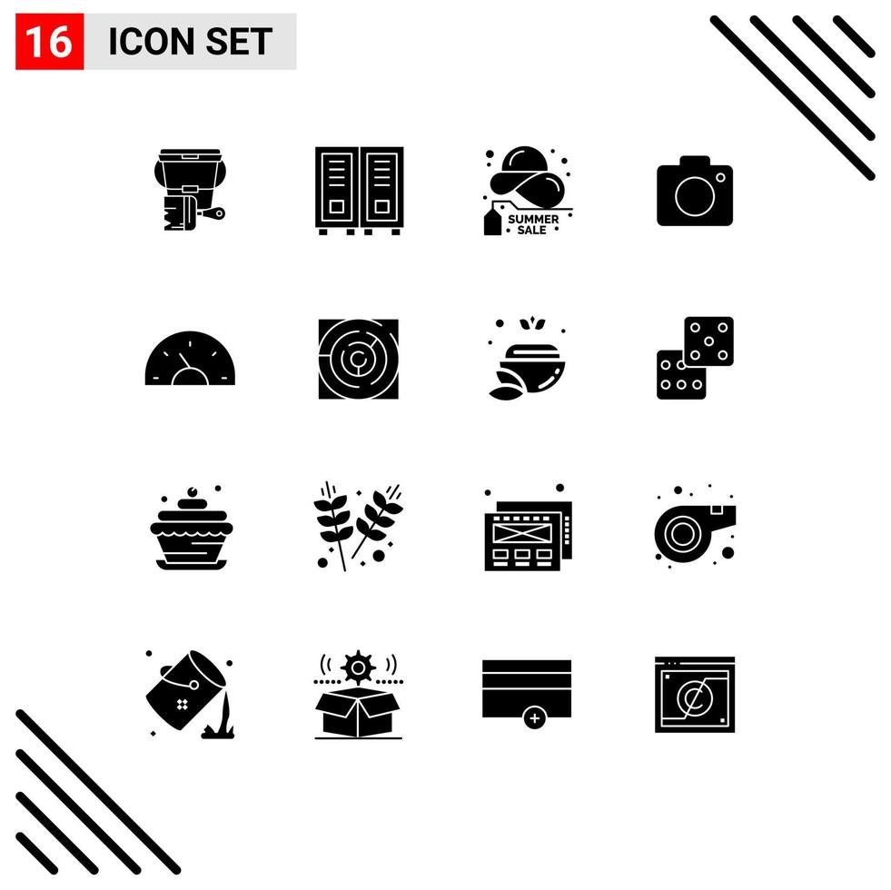 Set of 16 Modern UI Icons Symbols Signs for arrow photo buy image summer Editable Vector Design Elements