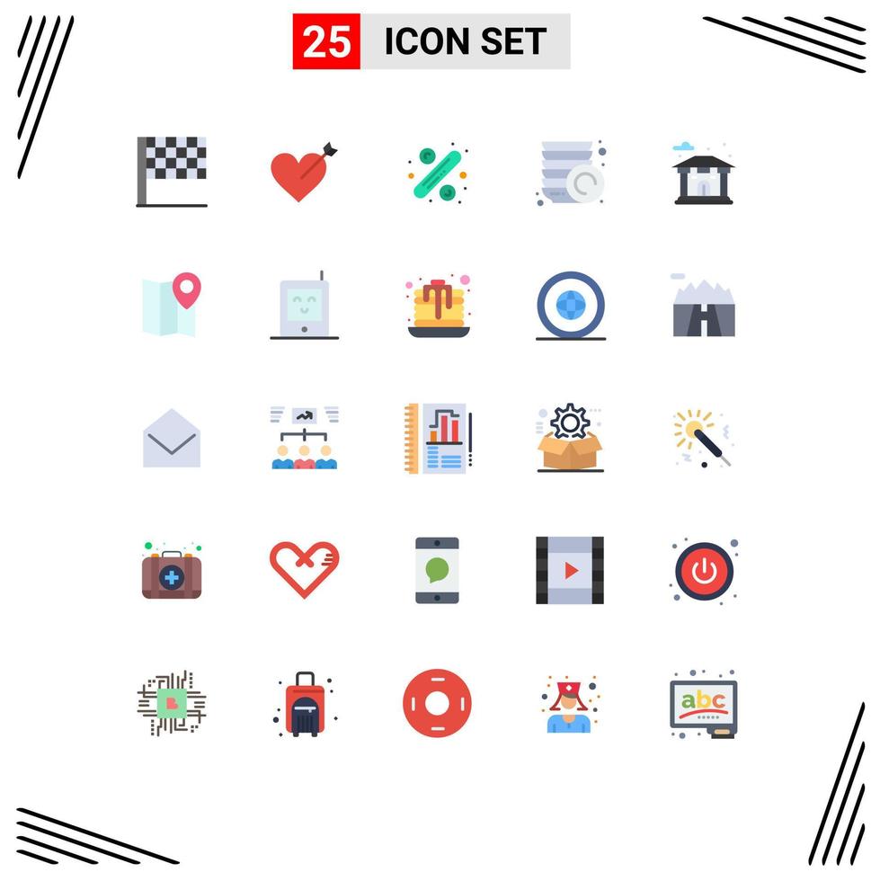 25 iconos creativos signos y símbolos modernos de la ubicación del marcador edificio del banco de etiquetas elementos de diseño vectorial editables vector