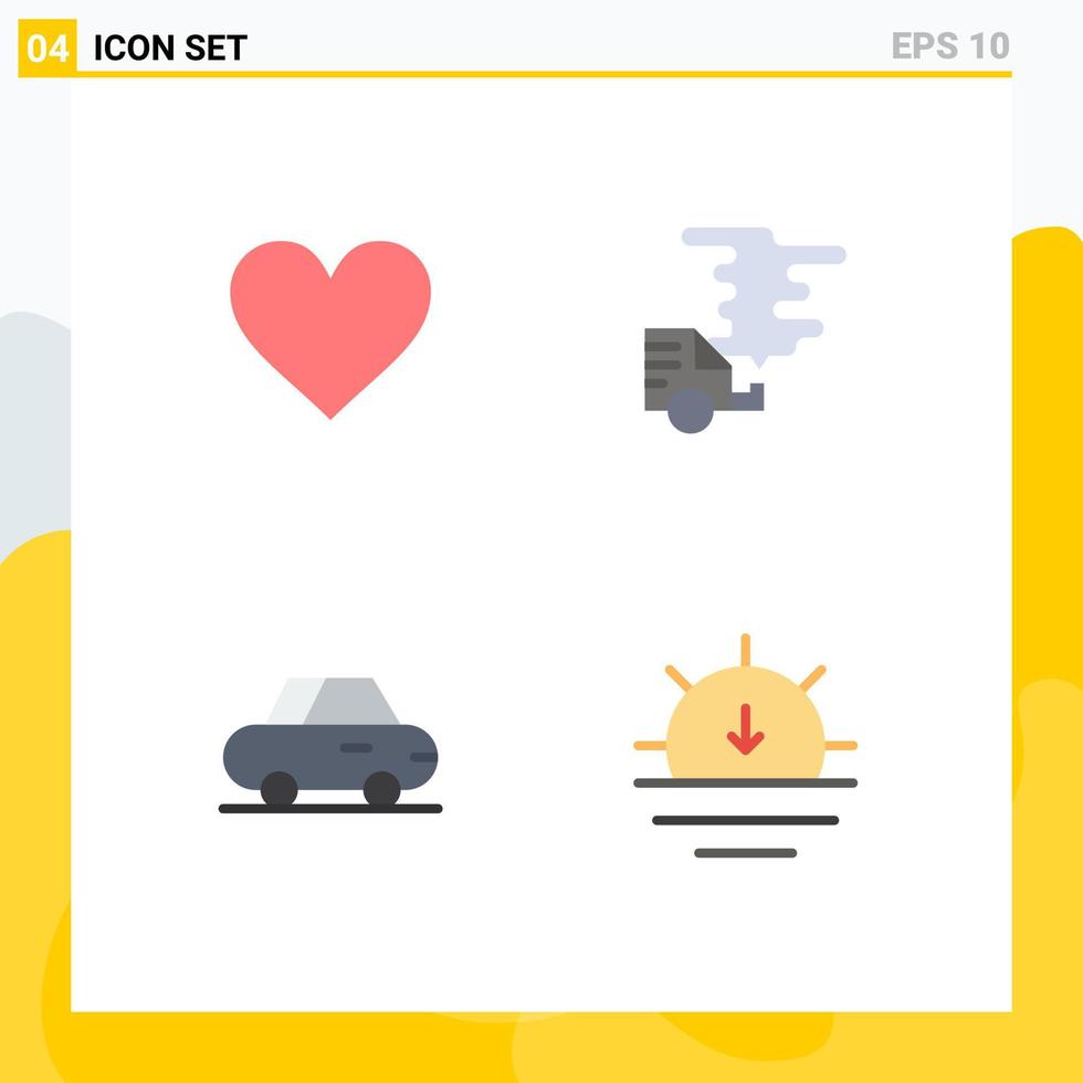 Stock Vector Icon Pack of 4 Line Signs and Symbols for love car like emission nature Editable Vector Design Elements