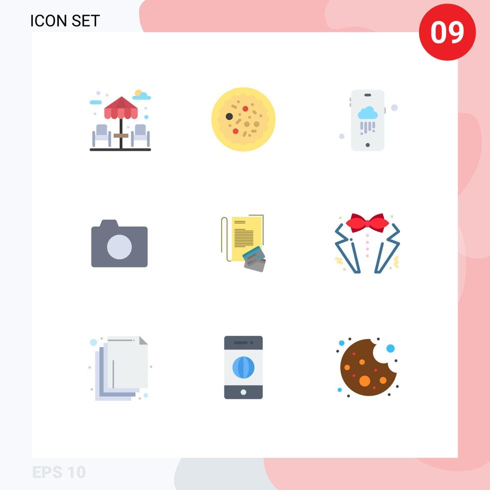 Set of 9 Vector Flat Colors on Grid for credit notebook weather note photo Editable Vector Design Elements