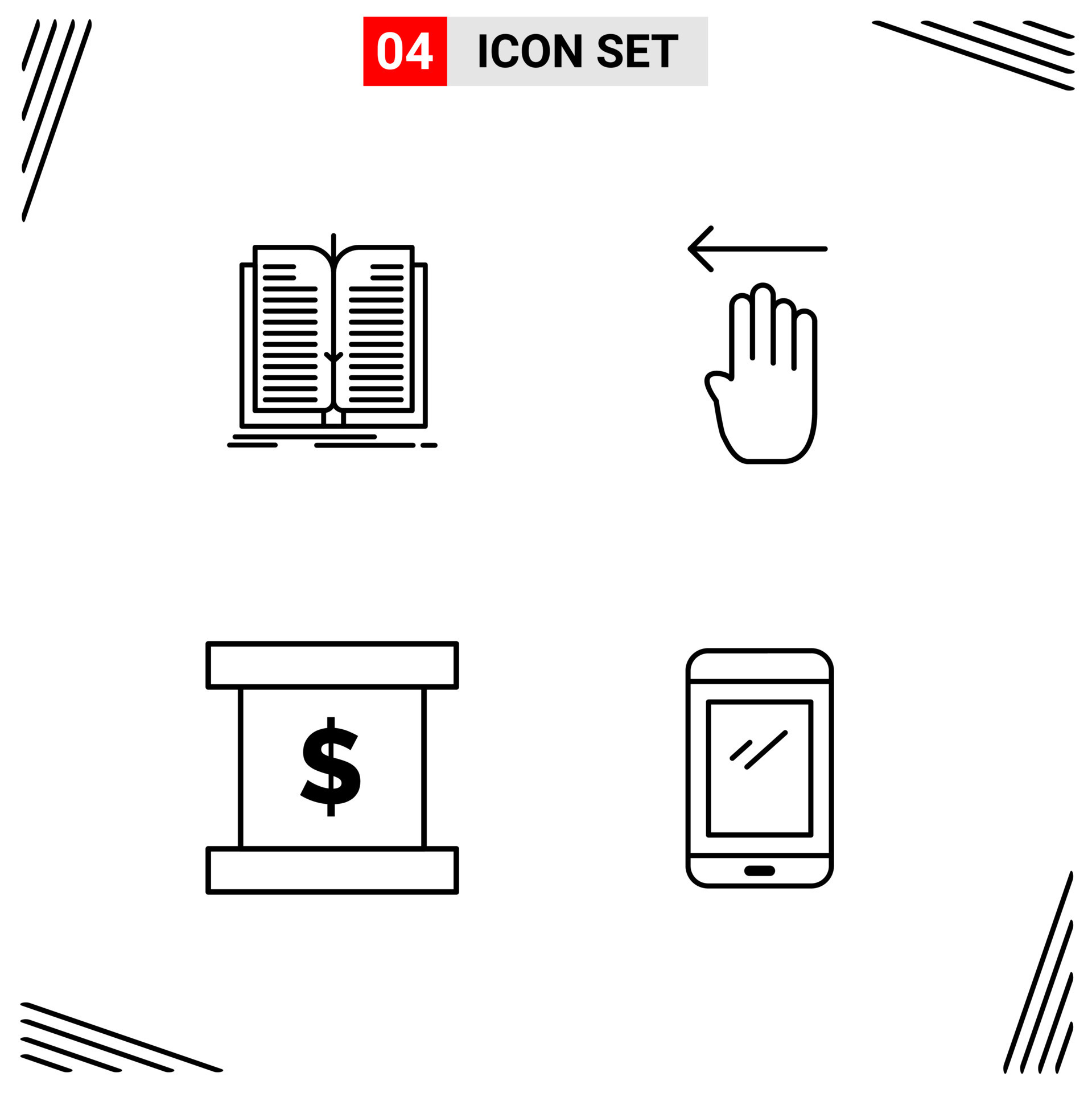 4 Icons Line Style Grid Based Creative Outline Symbols for Website ...