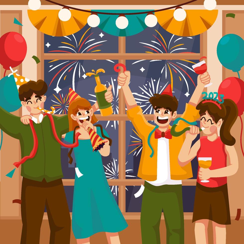 Fireworks New Year Party Indoor Activity vector