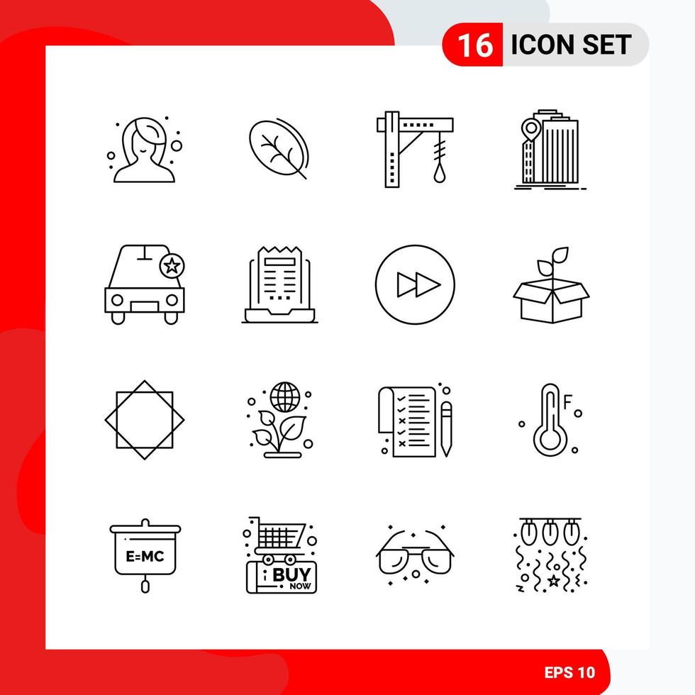 Creative Set of 16 Universal Outline Icons isolated on White Background vector