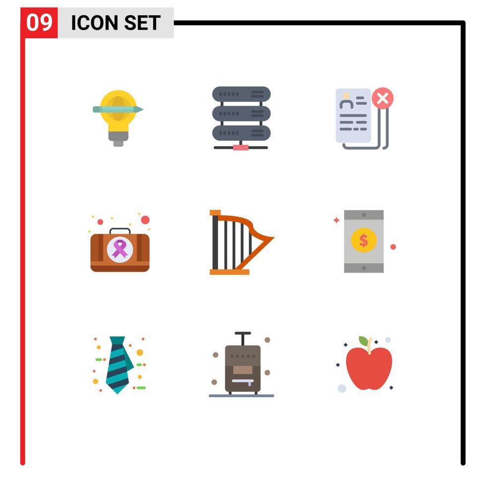 Stock Vector Icon Pack of 9 Line Signs and Symbols for medical kit storage first aid job Editable Vector Design Elements