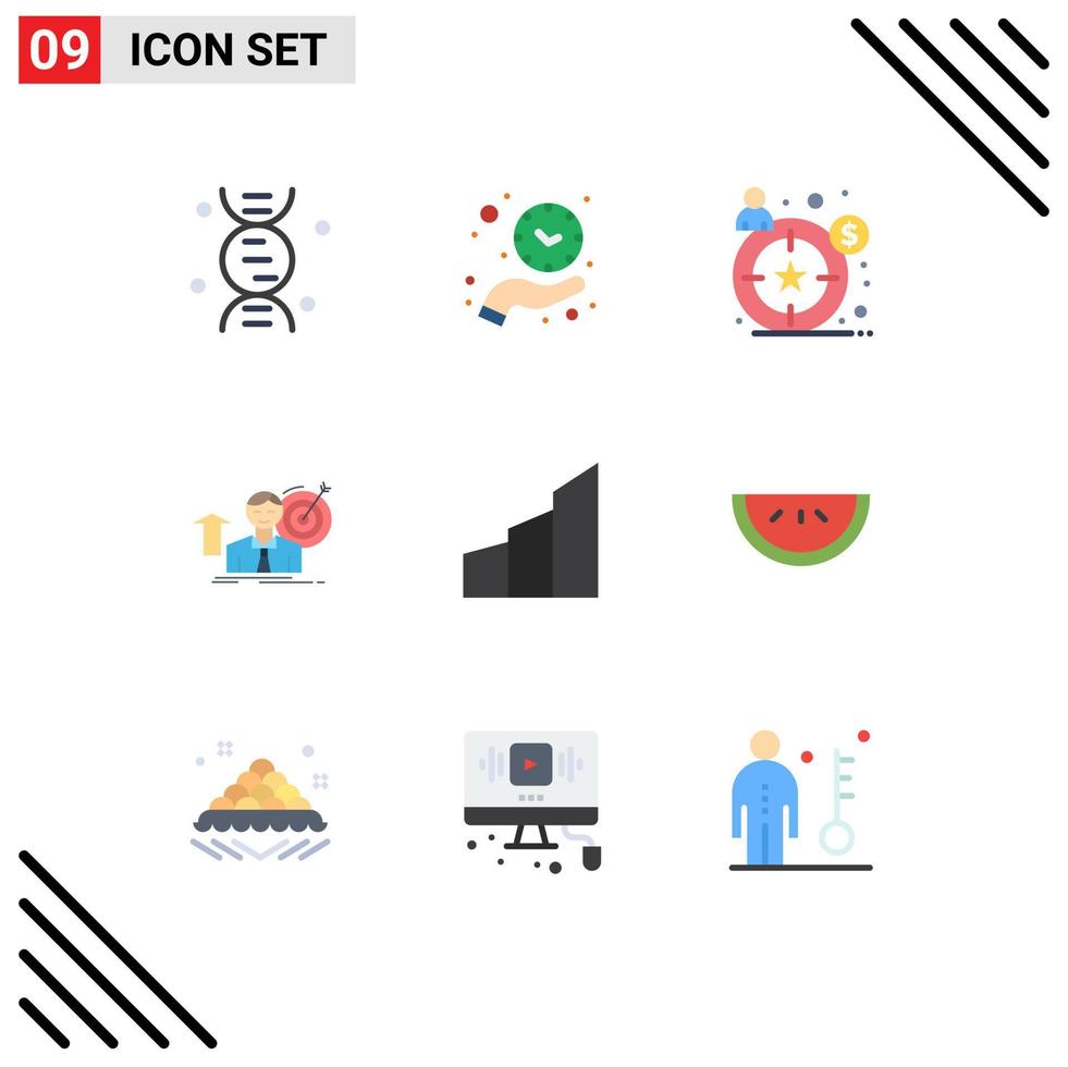Set of 9 Commercial Flat Colors pack for architecture growth buyer persona achieve user Editable Vector Design Elements