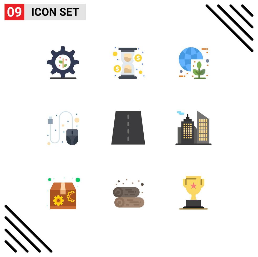 Modern Set of 9 Flat Colors and symbols such as creative bridge earth scroll computer Editable Vector Design Elements