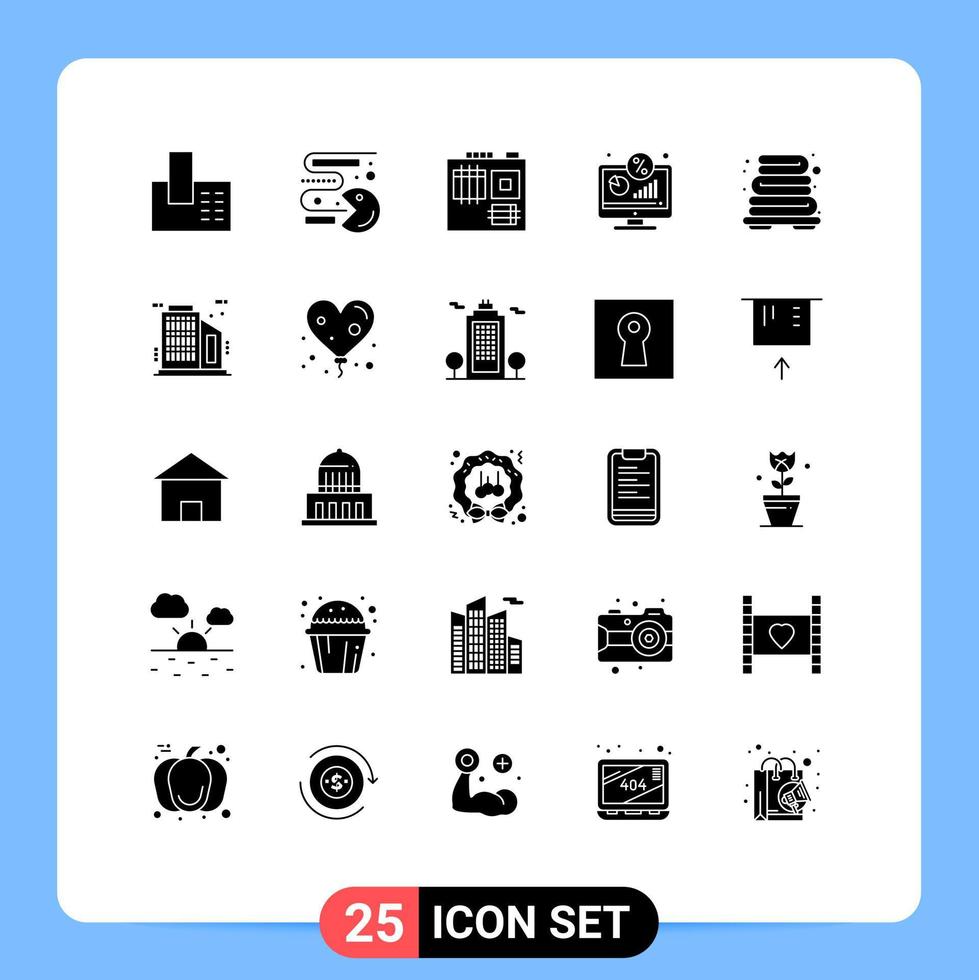 Stock Vector Icon Pack of 25 Line Signs and Symbols for heating screen computer percentage display Editable Vector Design Elements