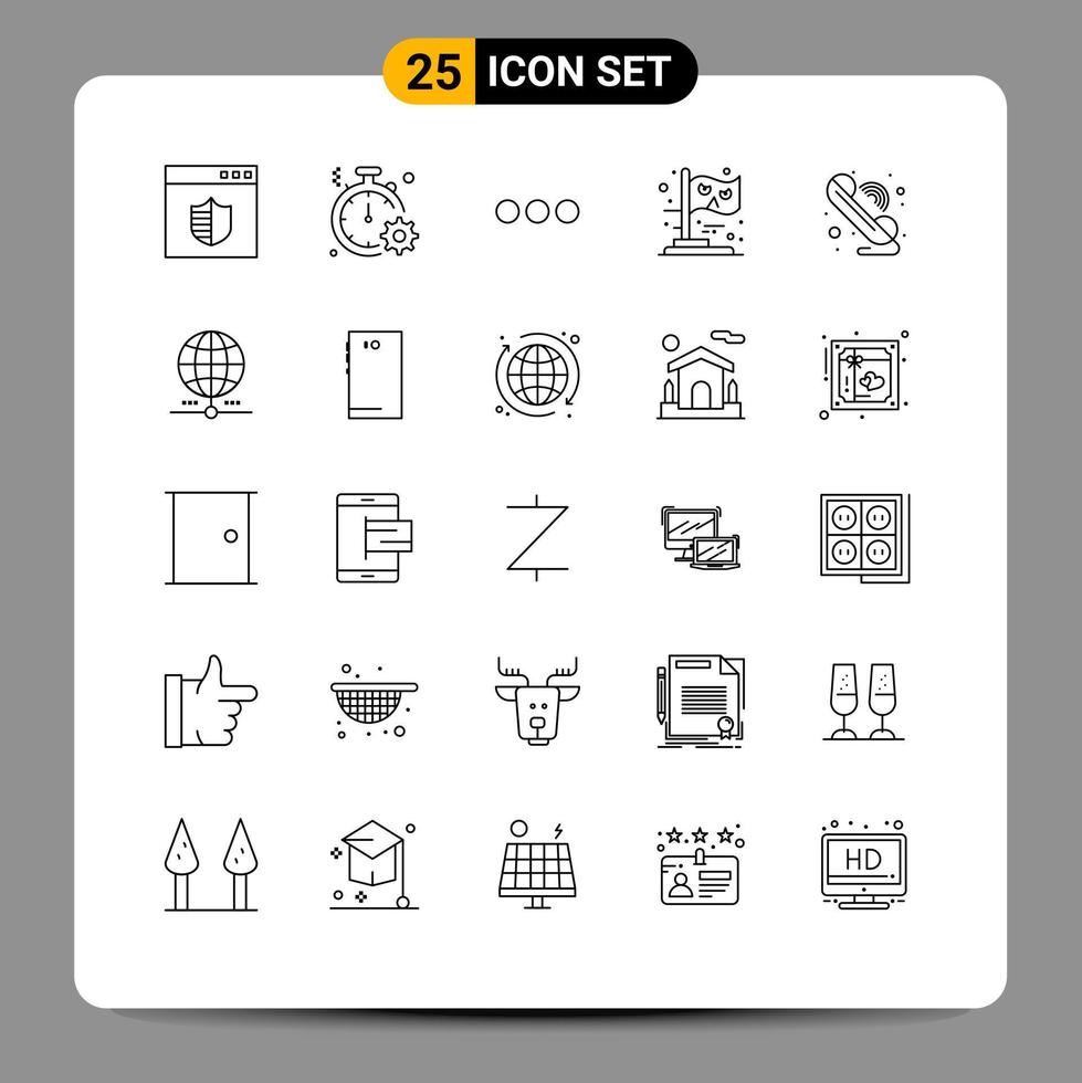 Line Pack of 25 Universal Symbols of call party gear halloween sign Editable Vector Design Elements