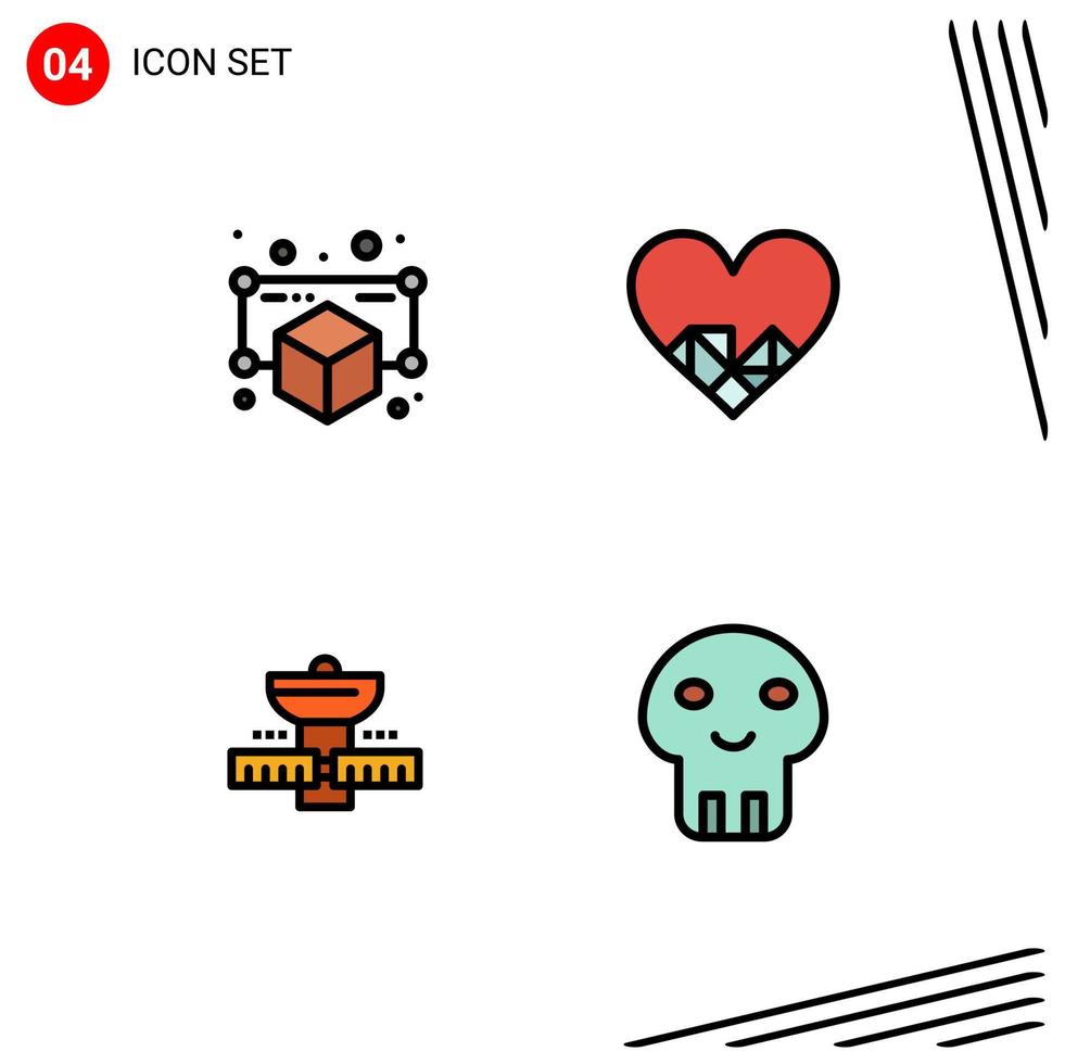 4 Thematic Vector Filledline Flat Colors and Editable Symbols of gadget space point like satellite Editable Vector Design Elements