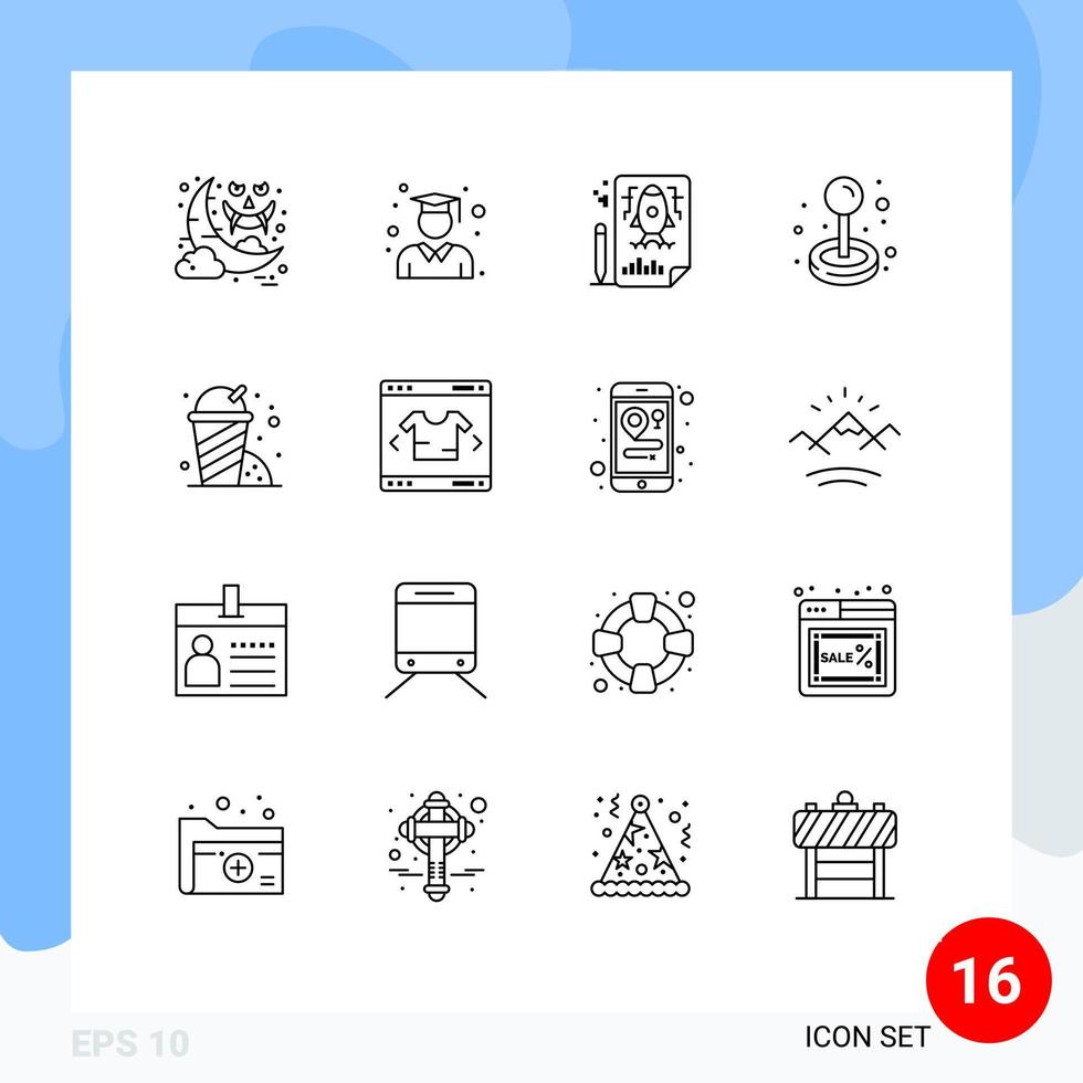 Universal Icon Symbols Group of 16 Modern Outlines of park play page game joystick Editable Vector Design Elements