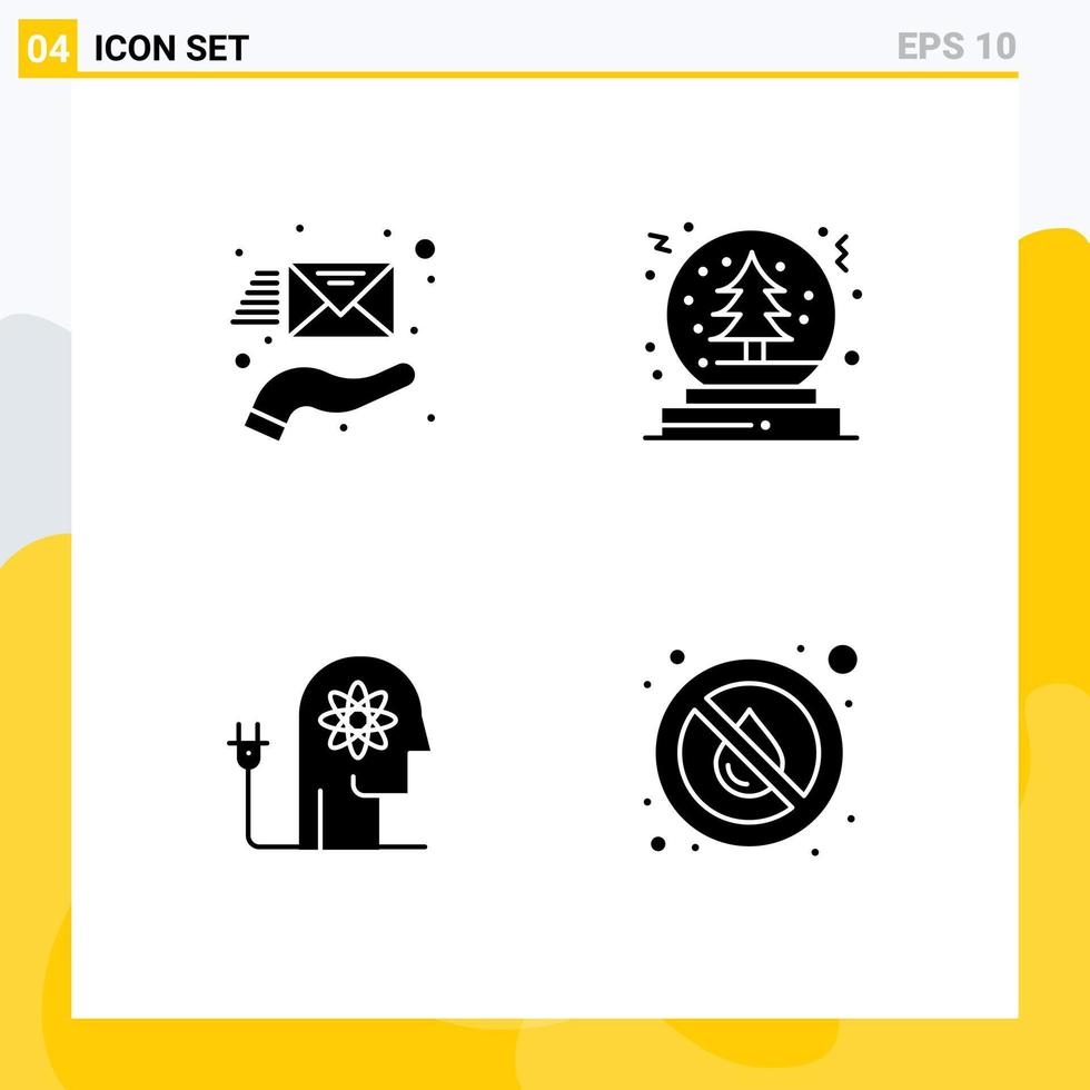 Set of 4 Modern UI Icons Symbols Signs for email ability support snowball knowledge Editable Vector Design Elements