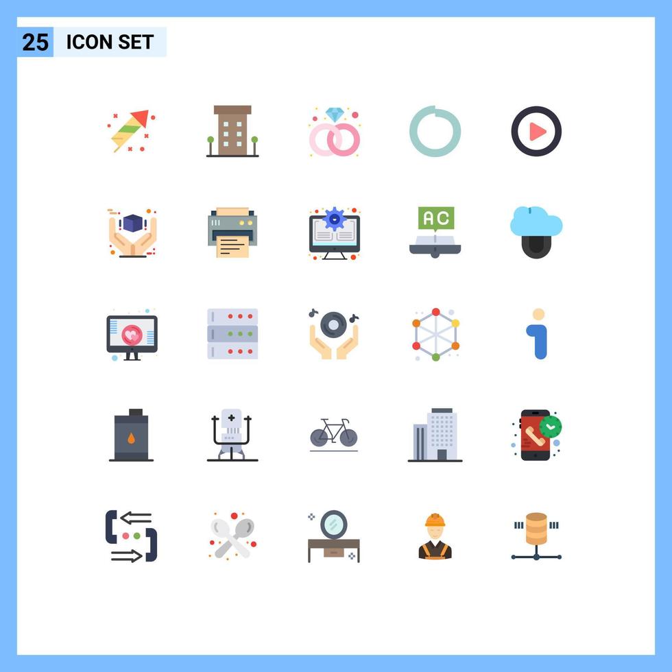 Set of 25 Modern UI Icons Symbols Signs for video media store washer bolt Editable Vector Design Elements