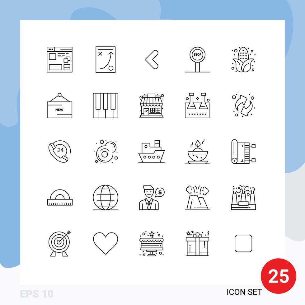 Set of 25 Commercial Lines pack for autumn stop strategy board backword Editable Vector Design Elements