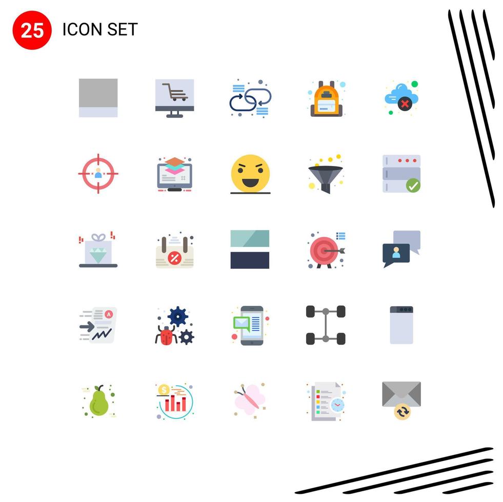 Group of 25 Modern Flat Colors Set for business error link cloud storage travel Editable Vector Design Elements