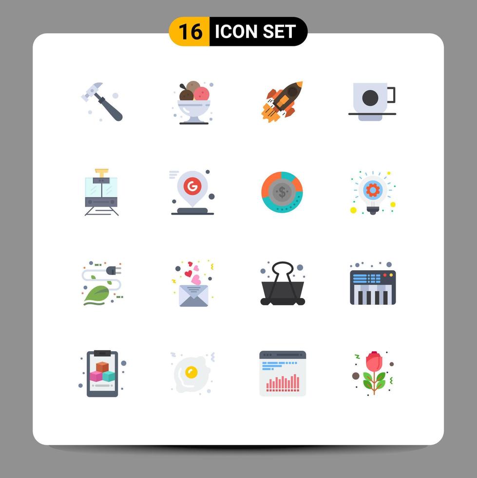 Universal Icon Symbols Group of 16 Modern Flat Colors of finance coffee startup business mission Editable Pack of Creative Vector Design Elements