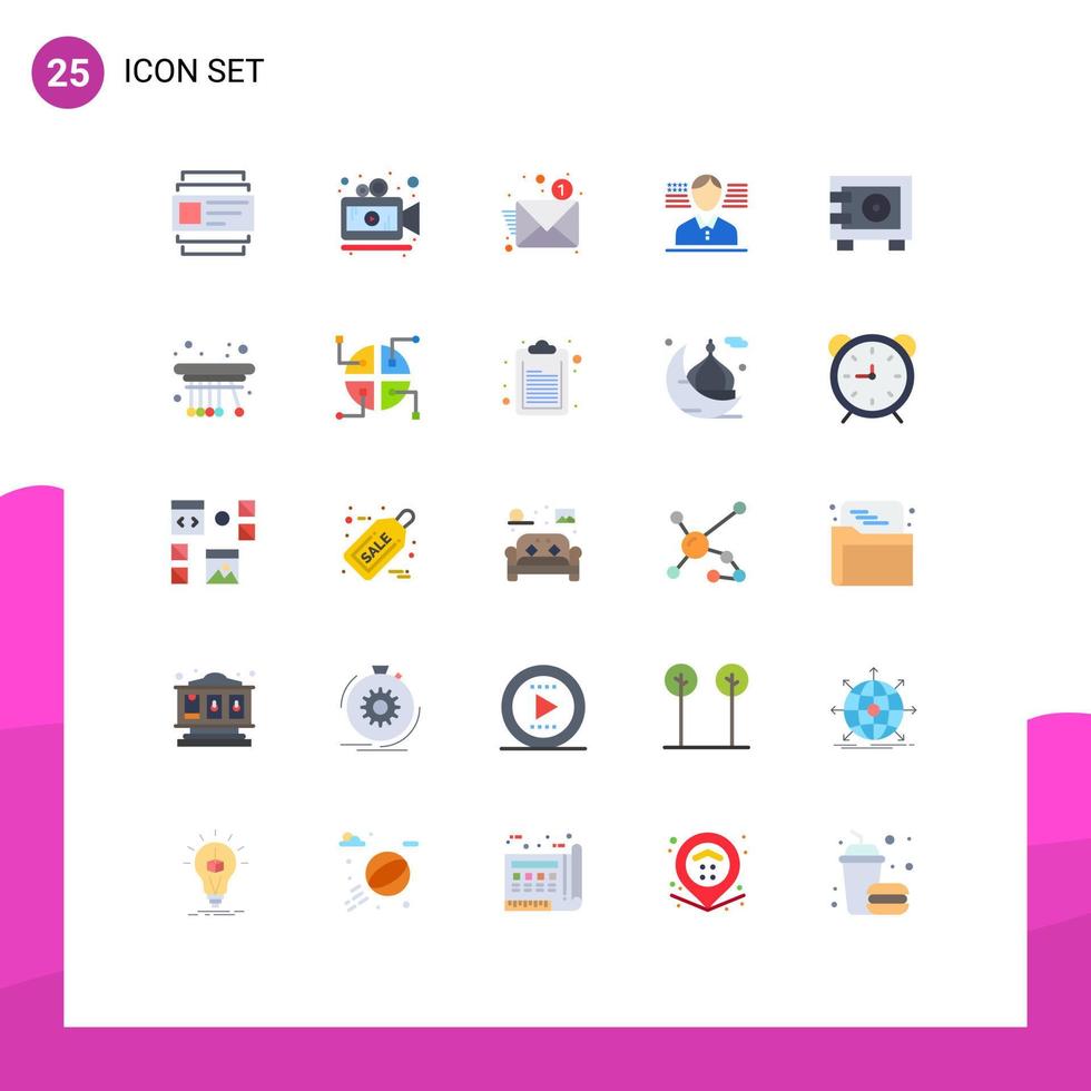 User Interface Pack of 25 Basic Flat Colors of movement safe notification money flag Editable Vector Design Elements